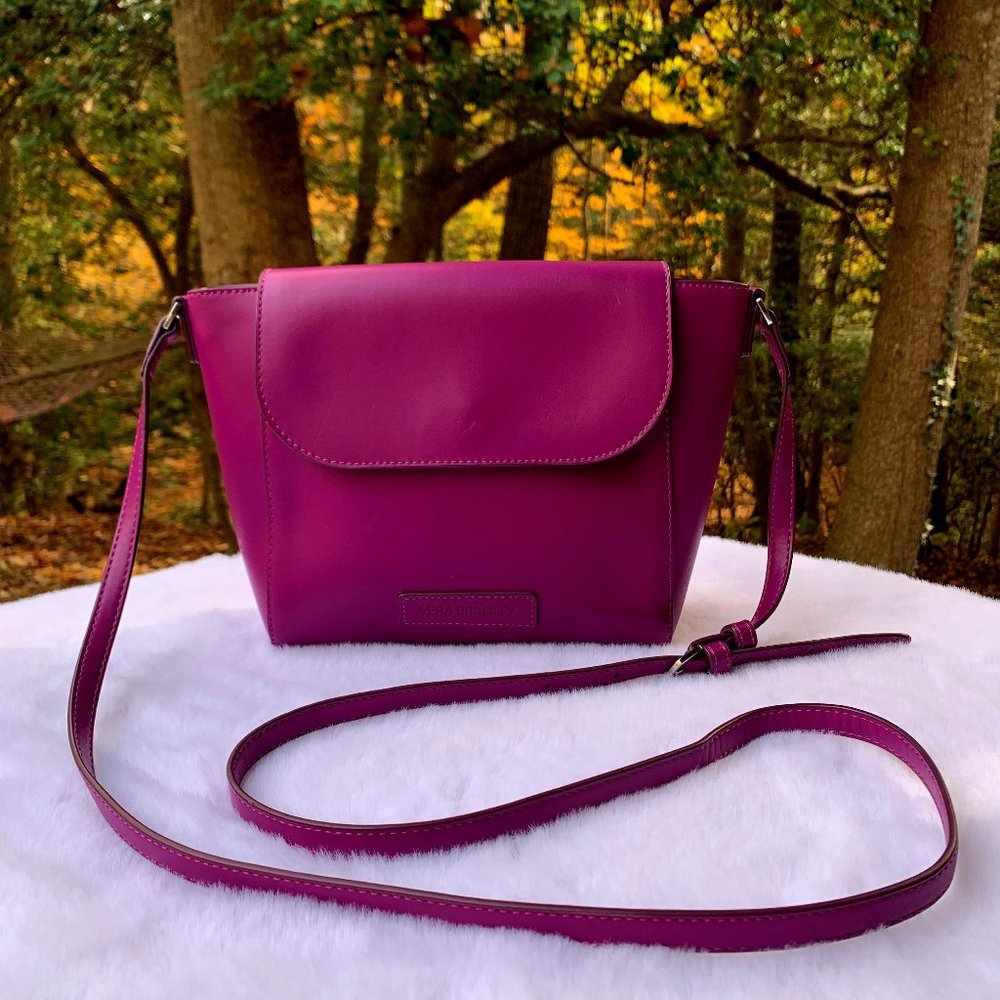 Vera Bradley Purple Leather Crossbody Purse Bag